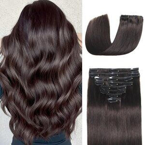Seamless Dark Brown Clip-In Hair Extensions - 16